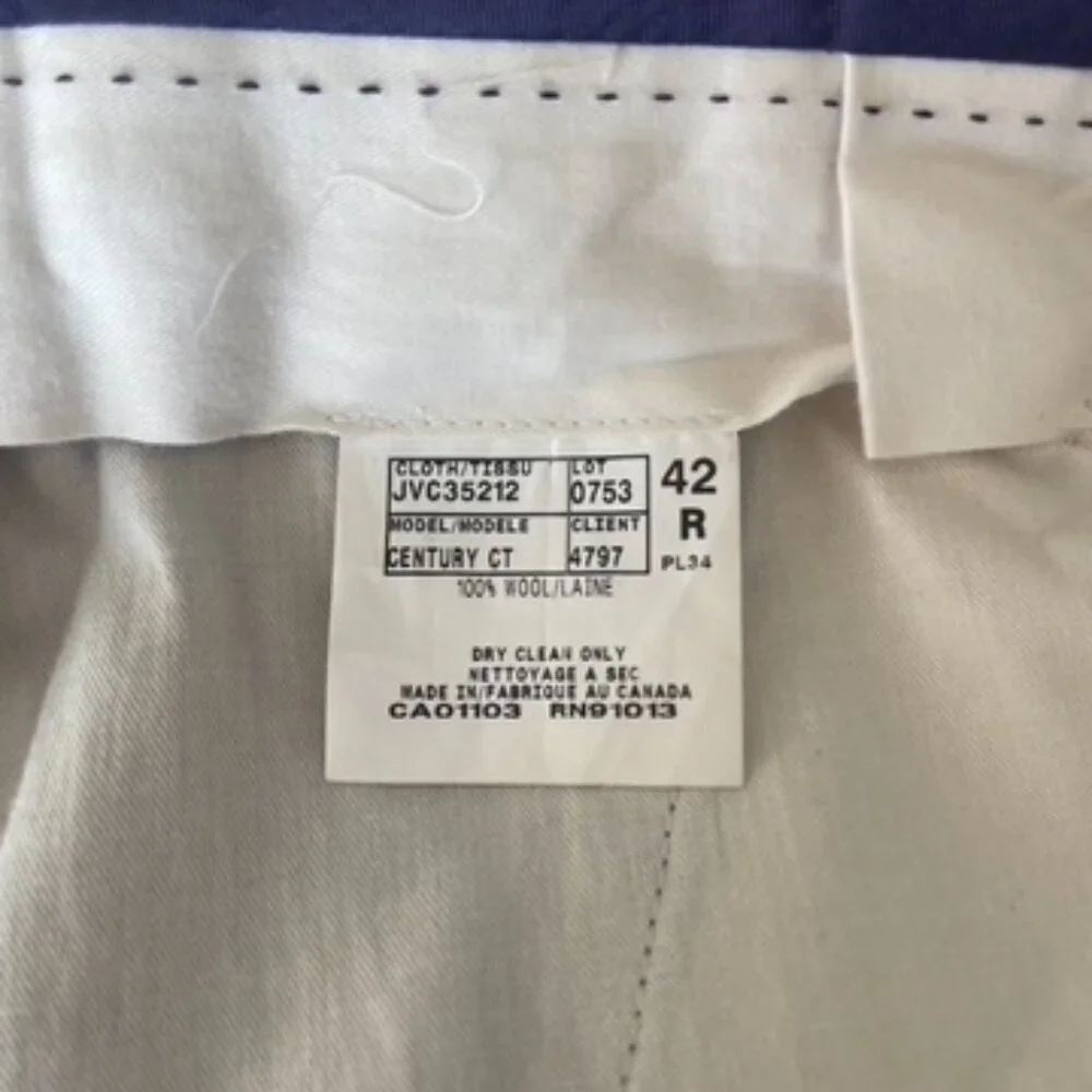 Jack Victor Wool Silk Plead Men's dressy pants size 42R